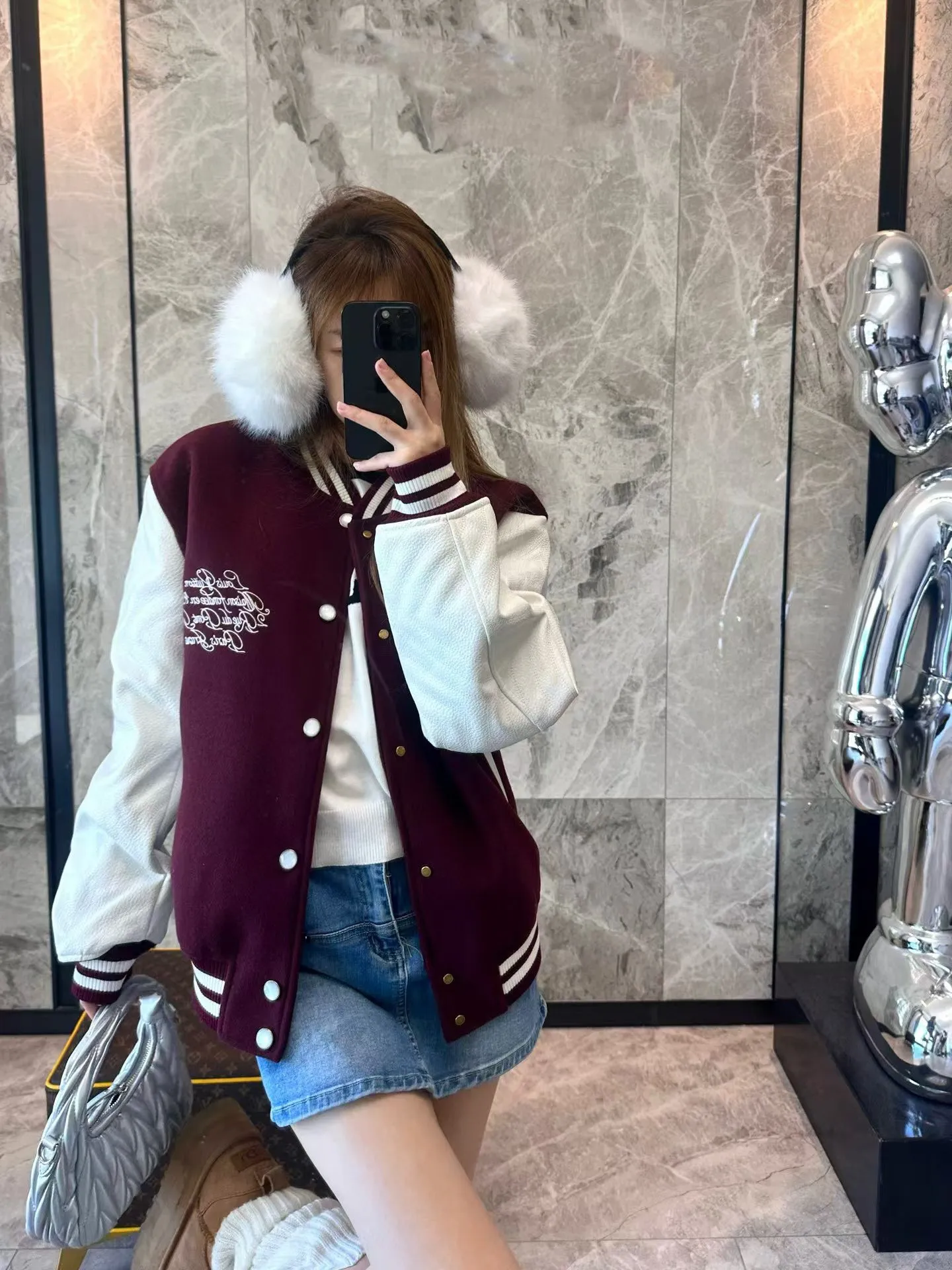 Louis Vuitton 24Fw embroidered logo jersey baseball jacket